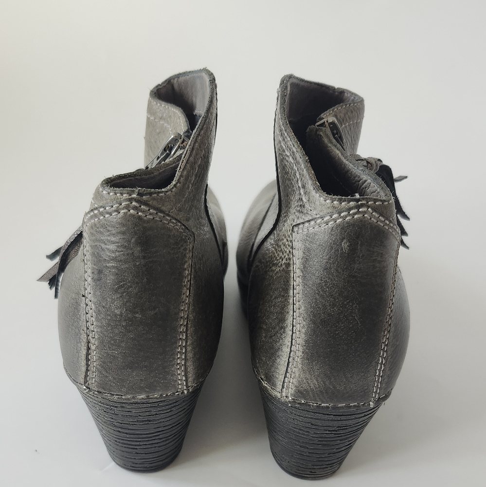Dansko Gray Leather Veronica Wedge Ankle Boots Sz 38 7.5-8 - Picture 2 of 3